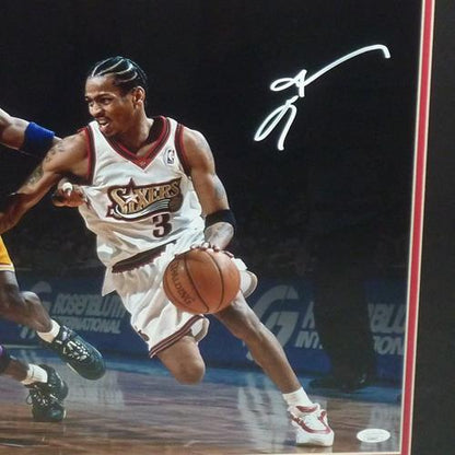 Allen Iverson Autographed Philadelphia 76ers (vs Kobe Bryant) Deluxe Framed 16x20 Photo  - Beckett