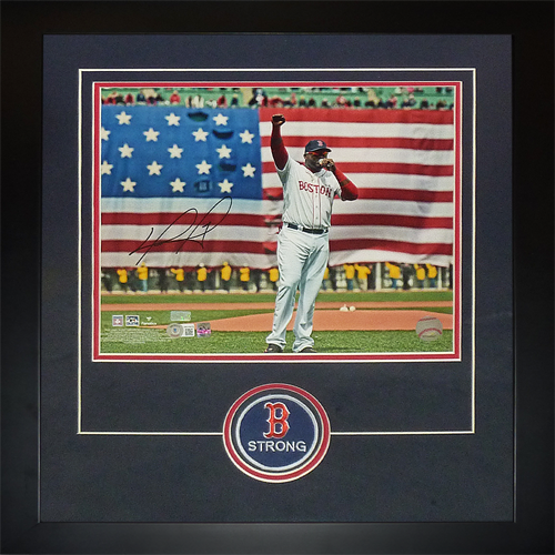 David Ortiz Autographed Boston Red Sox (Boston Strong Speech) Deluxe Framed 11x14 Photo - Beckett