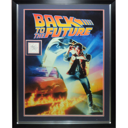 Back To The Future Full-Size Movie Poster Deluxe Framed with Michael J Fox Autograph - JSA