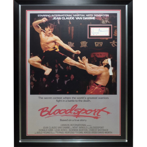 Bloodsport Full-Size Movie Poster Deluxe Framed with Jean-Claude Van Damme Autograph - JSA