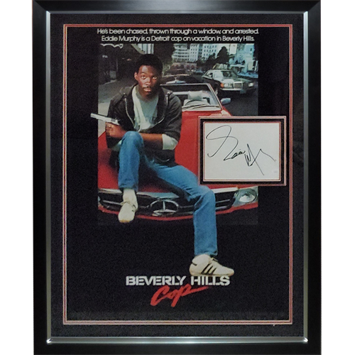 Beverly Hills Cop Full-Size Movie Poster Deluxe Framed with Eddie Murphy Autograph - JSA