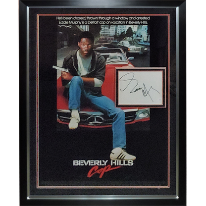 Beverly Hills Cop Full-Size Movie Poster Deluxe Framed with Eddie Murphy Autograph - JSA