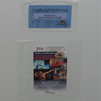 Deadpool Full-Size Movie Poster Deluxe Framed with Ryan Reynolds Autograph - JSA