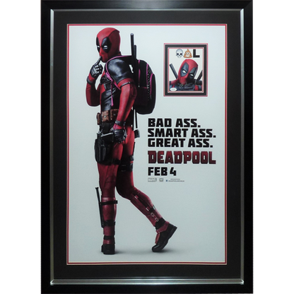Deadpool Full-Size Movie Poster Deluxe Framed with Ryan Reynolds Autograph - JSA