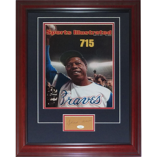Hank Aaron Autographed Atlanta Braves 715th Home Run Sports Illustrated Cover 11x14 Deluxe Framed Piece - JSA