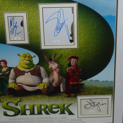 Shrek Full-Size Movie Poster Deluxe Framed with Mike Myers, Eddie Murphy, Cameron Diaz And John Lithgow Autographs - JSA