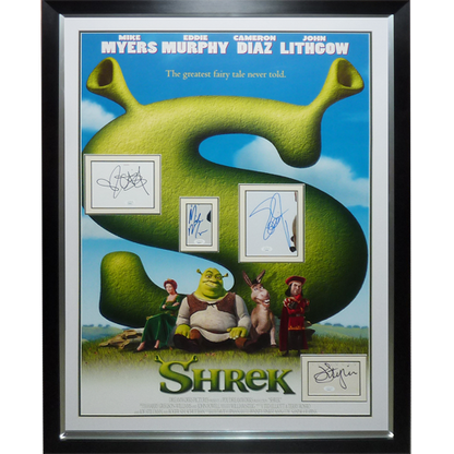 Shrek Full-Size Movie Poster Deluxe Framed with Mike Myers, Eddie Murphy, Cameron Diaz And John Lithgow Autographs - JSA