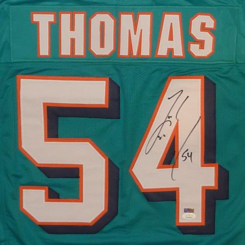 Zach Thomas Autographed Miami (Teal #54) Custom Jersey - JSA