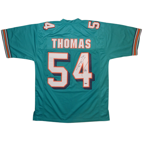 Zach Thomas Autographed Miami (Teal #54) Custom Jersey - JSA