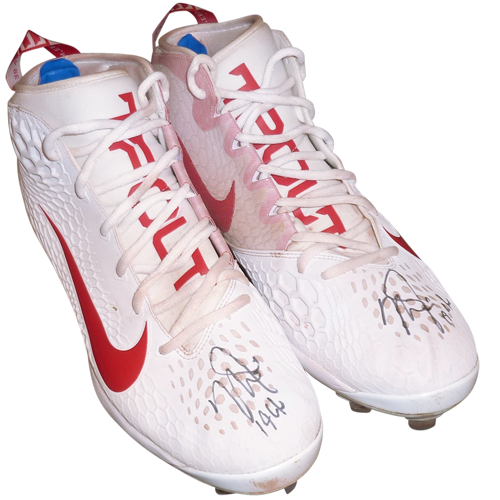 Mike Trout Autographed 2019 MVP Season Game Used Cleats - Both Signed - 19 GU - Anderson Authentics LOA, JSA LOA