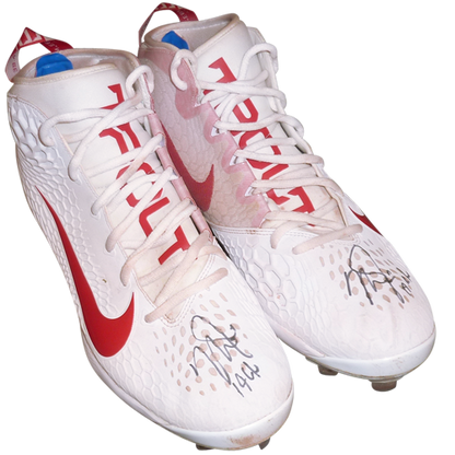 Mike Trout Autographed 2019 MVP Season Game Used Cleats - Both Signed - 19 GU - Anderson Authentics LOA, JSA LOA