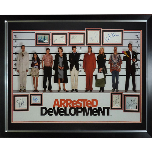 Arrested Development Full-Size TV Poster Deluxe Framed with all 9 Cast Autographs - JSA