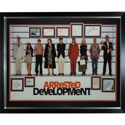 Arrested Development Full-Size TV Poster Deluxe Framed with all 9 Cast Autographs - JSA