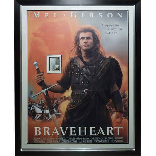 Braveheart Full-Size Movie Poster Deluxe Framed with Mel Gibson Autographed 8x10 Photo - JSA