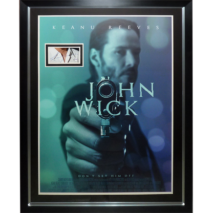 John Wick Full-Size Movie Poster Deluxe Framed with Keanu Reeves Autograph - JSA