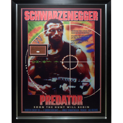 Predator Full-Size Movie Poster Deluxe Framed with Arnold Schwarzenegger Autograph - JSA