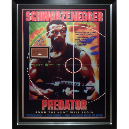 Predator Full-Size Movie Poster Deluxe Framed with Arnold Schwarzenegger Autograph - JSA