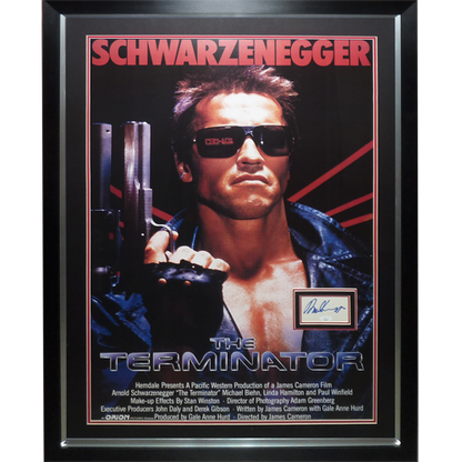 Terminator Full-Size Movie Poster Deluxe Framed with Arnold Schwarzenegger Autograph - JSA