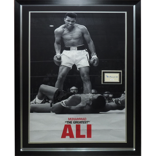 Muhammad Ali Full-Size Boxing Poster (over Liston) Deluxe Framed with Autograph - JSA