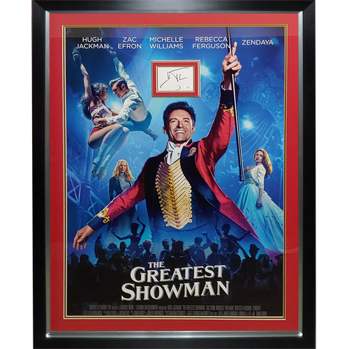 The Greatest Showman Full-Size Movie Poster Deluxe Framed with Hugh Jackman Autograph - JSA