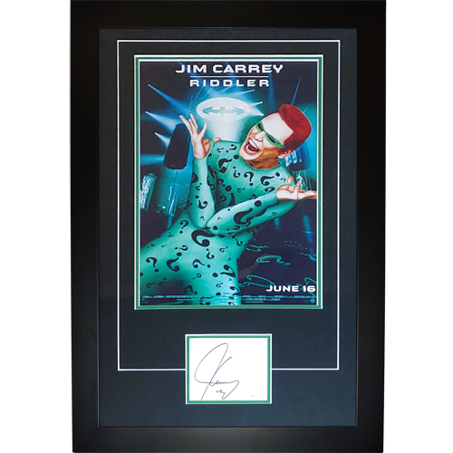 Batman The Riddler 11x17 Movie Poster Deluxe Framed with Jim Carrey Au ...