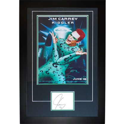 Batman The Riddler 11x17 Movie Poster Deluxe Framed with Jim Carrey Autograph - JSA