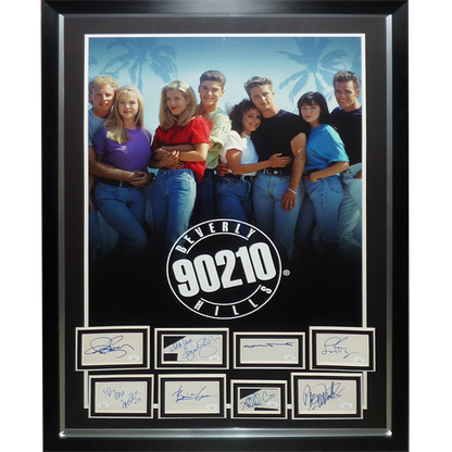 Beverly Hills 90210 Full-Size TV Poster Deluxe Framed with 9 Cast Autographs - JSA