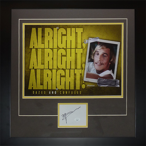 Matthew McConaughey Autographed Dazed And Confused Allright Allright Allright Deluxe Framed 12x18 Poster Piece - JSA