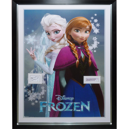 Frozen Full-Size Movie Poster Deluxe Framed with Idina Menzel And Kristen Bell Autographs - JSA