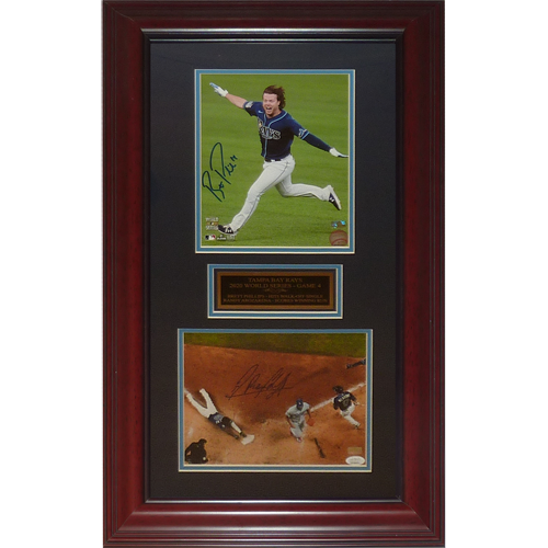 Brett Phillips And Randy Arozarena Autographed Tampa Bay Rays (2020 World Series Game 6) Deluxe Framed Double 8x10 Photo Piece - JSA