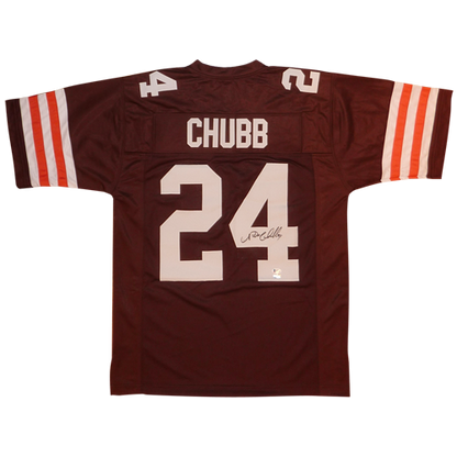 Nick Chubb Autographed Cleveland (Brown #24) Custom Jersey - Beckett