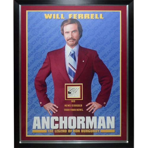 Anchorman Full-Size Movie Poster Deluxe Framed with Will Ferrell Autograph - JSA