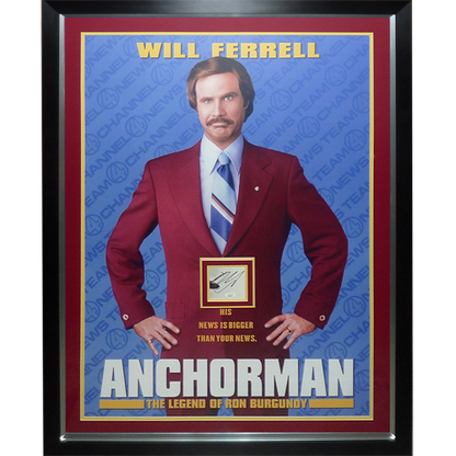 Anchorman Full-Size Movie Poster Deluxe Framed with Will Ferrell Autograph - JSA