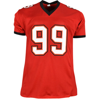 Warren Sapp Autographed Tampa Bay (Red #99) Custom Jersey w/ "HOF 13" - Beckett
