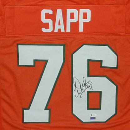 Warren Sapp Autographed Miami Hurricanes (Orange #76) Custom Jersey - Beckett