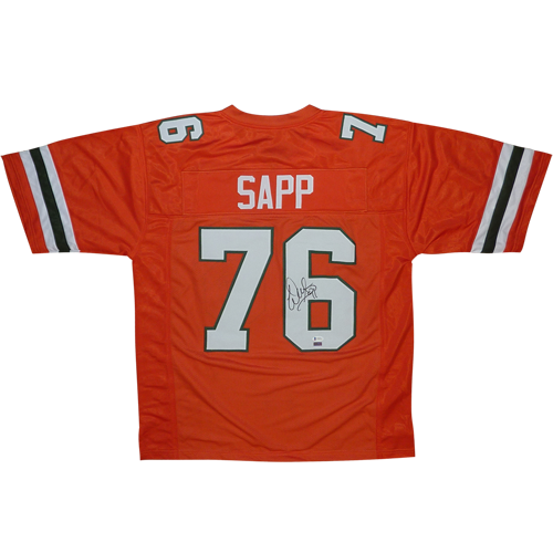 Warren Sapp Autographed Miami Hurricanes (Orange #76) Custom Jersey - Beckett