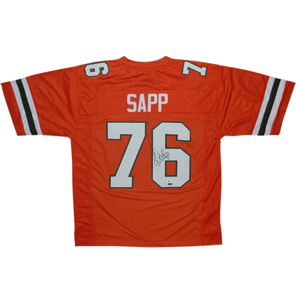 Warren Sapp Autographed Miami Hurricanes (Orange #76) Custom Jersey - Beckett