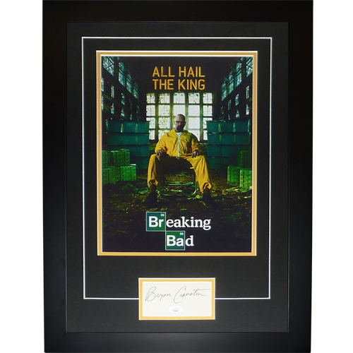 Breaking Bad 11x17 TV Poster Deluxe Framed with Bryan Cranston Autograph - JSA