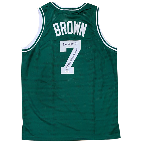 Dee Brown Autographed Boston (Green #7) Jersey w/ 91 NBA Slam Dunk Champ - JSA
