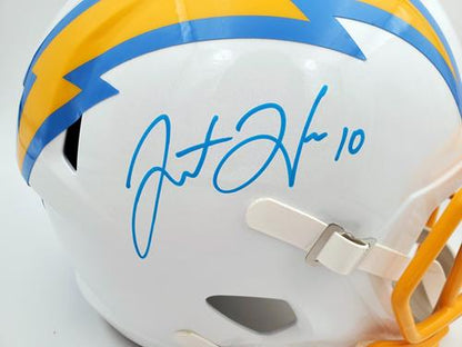 Justin Herbert Autographed Los Angeles Chargers (Speed) Deluxe Full-Size Replica Helmet - BAS