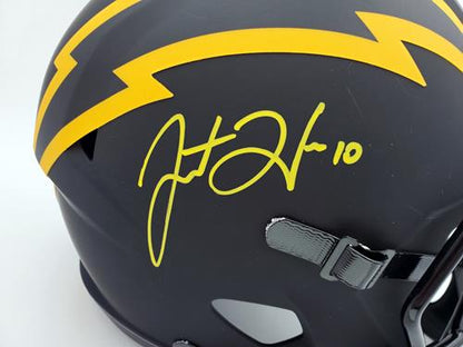 Justin Herbert Autographed Los Angeles Chargers (ECLIPSE Alternate) Deluxe Full-Size Replica Helmet - BAS