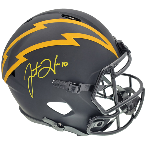 Justin Herbert Autographed Los Angeles Chargers (ECLIPSE Alternate) Deluxe Full-Size Replica Helmet - BAS