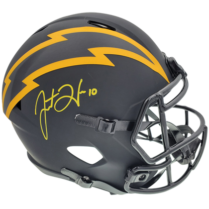 Justin Herbert Autographed Los Angeles Chargers (ECLIPSE Alternate) Deluxe Full-Size Replica Helmet - BAS