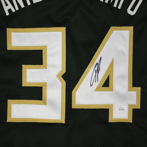 Giannis Antetokounmpo Autographed Milwaukee (Green #34) Custom Jersey - Beckett
