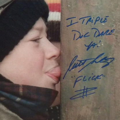 Scott Schwartz Flick Autographed A Christmas Story (Flick's Lick) Deluxe Framed 11x14 Photo w/ Quote Inscr - JSA