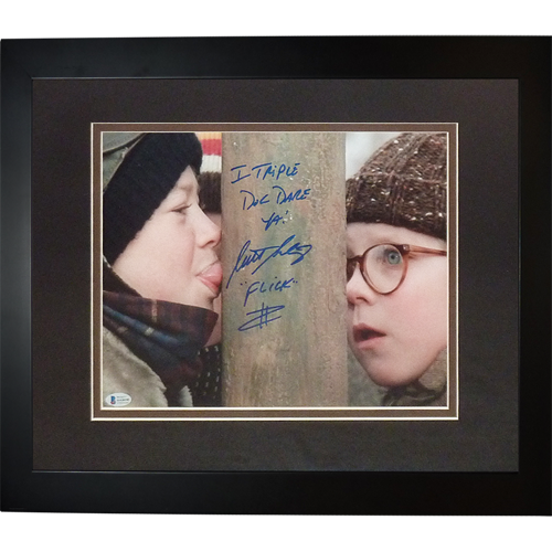 Scott Schwartz Flick Autographed A Christmas Story (Flick's Lick) Deluxe Framed 11x14 Photo w/ Quote Inscr - JSA
