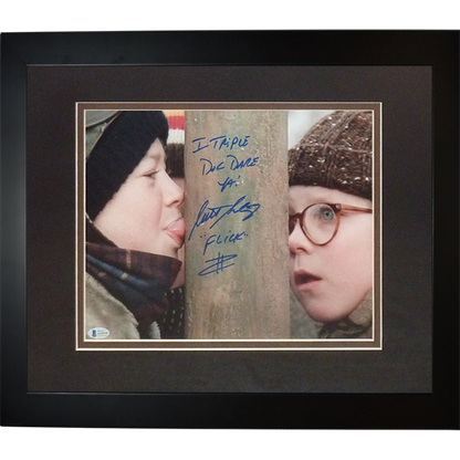 Scott Schwartz Flick Autographed A Christmas Story (Flick's Lick) Deluxe Framed 11x14 Photo w/ Quote Inscr - JSA