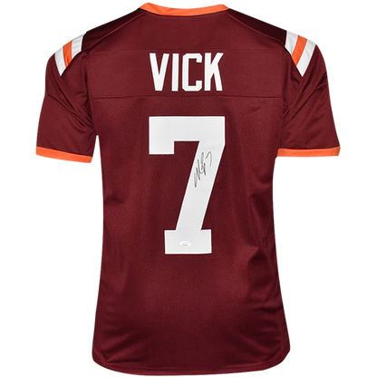 Michael Vick Autographed Virginia Tech (Maroon #7) Custom Jersey - JSA