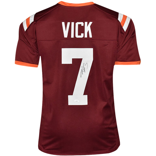 Michael Vick Autographed Virginia Tech (Maroon #7) Custom Jersey - JSA