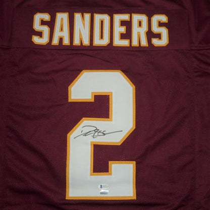 Deion Sanders Autographed FSU Florida State (Garnet #2) Custom Jersey - JSA